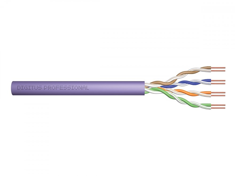 Kabel teleinformatyczny, instalacyjny, U/UTP kat.6 4x2xAWG24/1 drut miedziany PVC 305 m, fioletowy