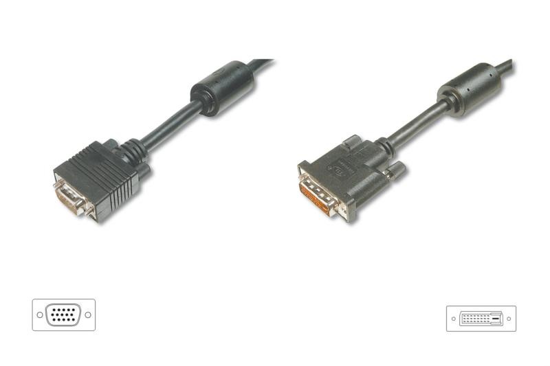 Kabel monitorowy DVI-I dual link - VGA, 2xferryt, 2m