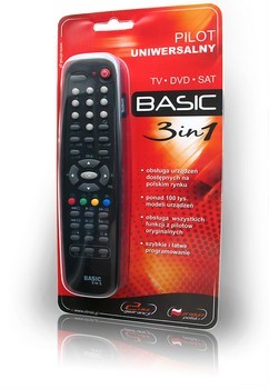 Pilot uniwersalny Basic 3w1 TV, DVD, SAT/ DVB-T