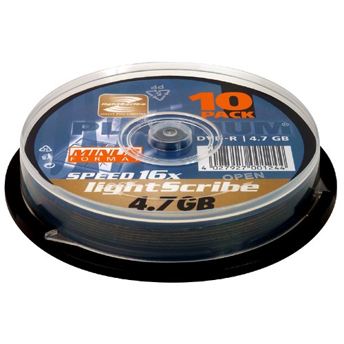DVD-R PLATINUM 4,7GB 16x LIGHTSCRIBE CAKE 10szt.