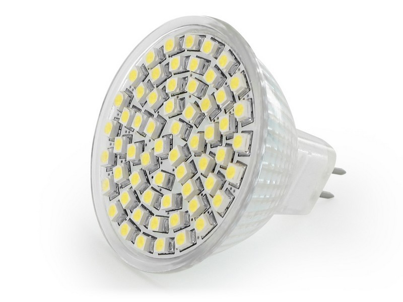 LED Reflektor MR16,60SMD 3528,GU5.3, 3,7W,12V,Zimna Biała