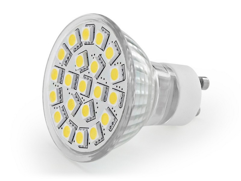 LED Reflektor MR16,21SMD 5050,GU10, 3,5W,230V,Zimna Biała