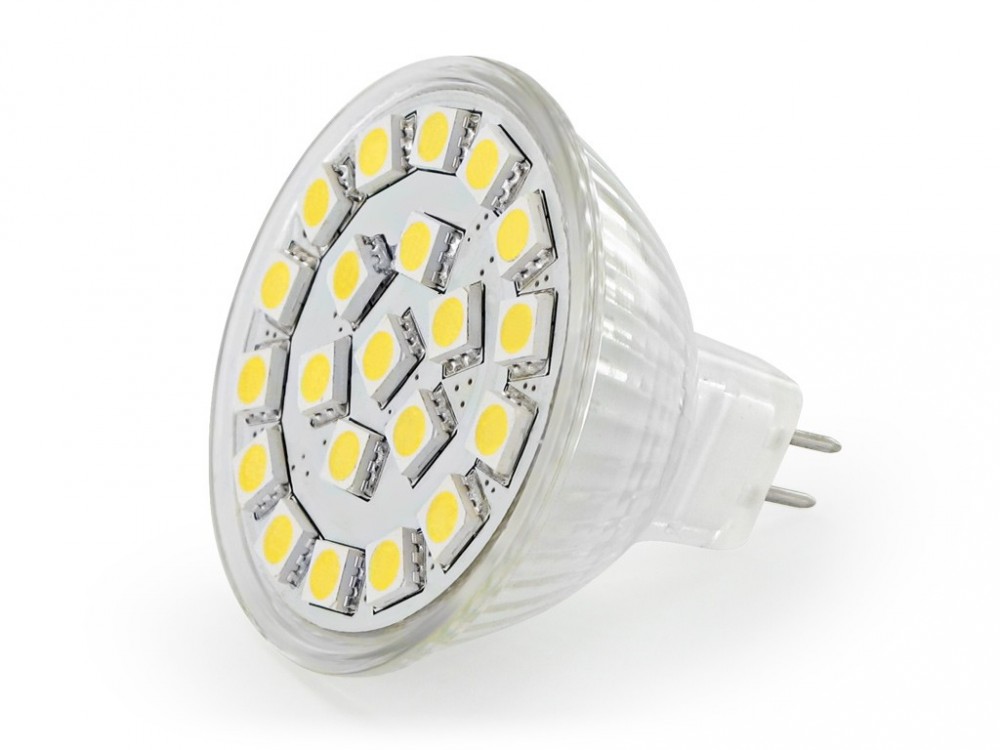 LED Reflektor MR16,21SMD 5050,GU5.3, 3.1W,12V,Ciepla Biala