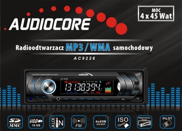 Radioodtwarzacz AC9226B MP3/WMA/USB/SD