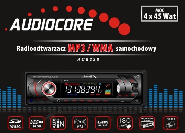 Radioodtwarzacz AC9226R MP3/WMA/USB/SD