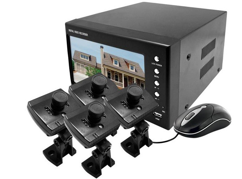 Zestaw do monitoringu 4 kamery, monitor 7'LCD kolor, dysk HDD 300GB