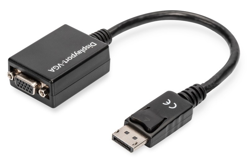 Kabel adapter Displayport z zatrzaskiem 1080p 60Hz FHD Typ DP/DSUB15 M/Ż 0,15m Czarny