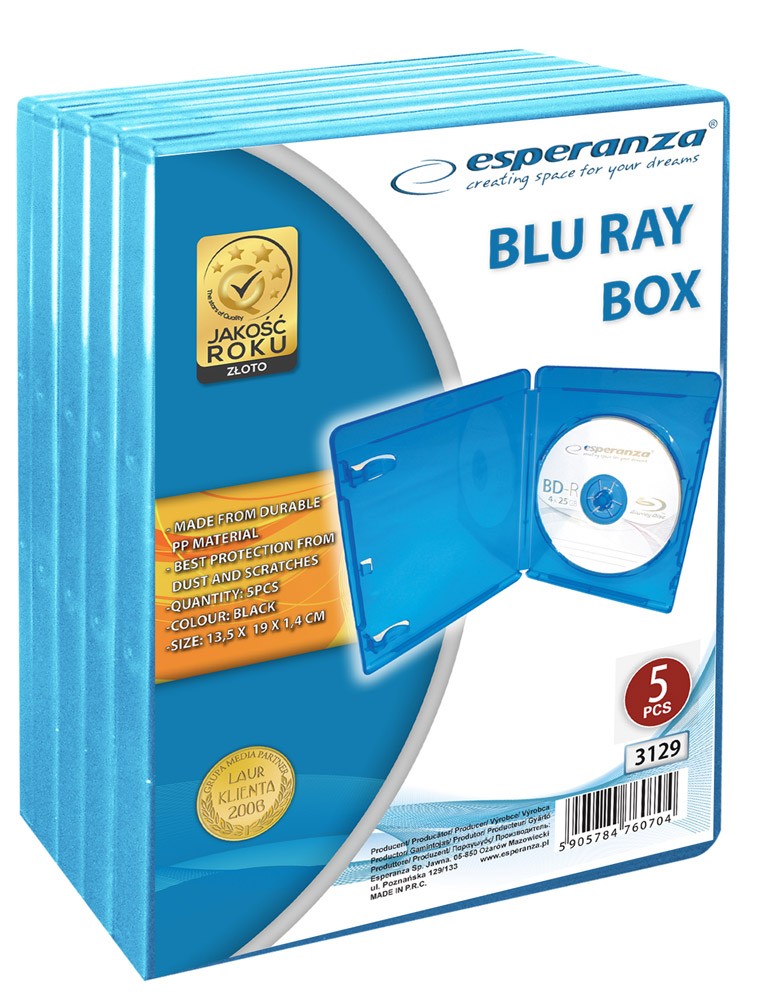 Pudełko na 1 BLU-RAY 12mm Blue pak 5szt.