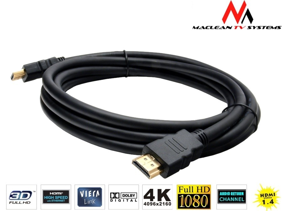 Kabel HDMI-HDMI 1.4 1,8m Kabel HDMI GOLD Eth BAG