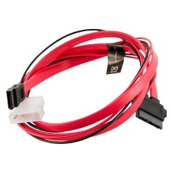 Kabel zasilający HDD |Slimline SATA-SATA | LP4 adapter | 90cm czerwony