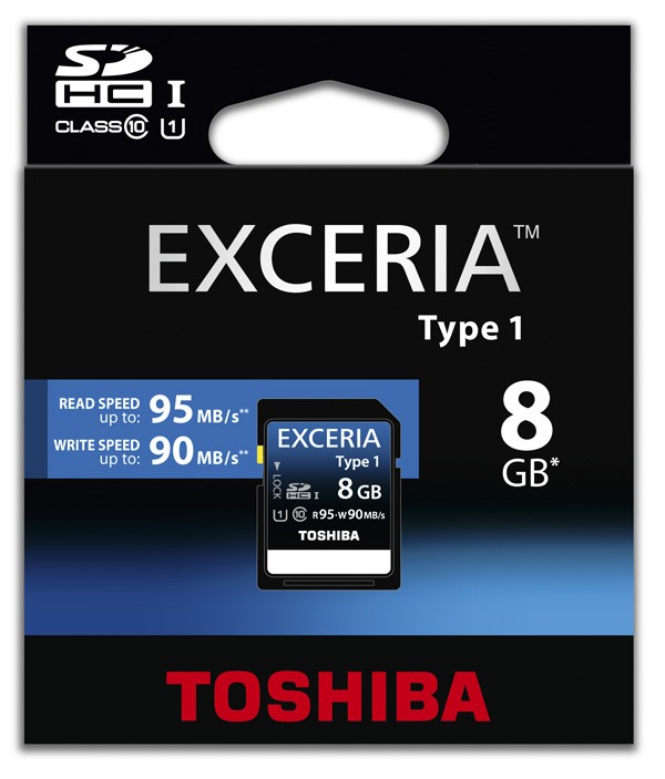 SDHC  8GB Class 10/UHS-I Exceria Type 1 95/90MB/s