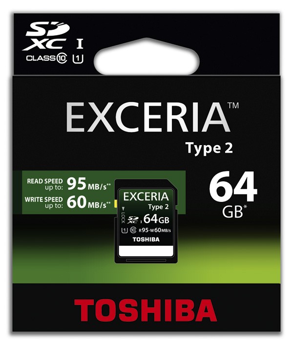 SDXC 64GB Class 10/UHS-I Exceria Type 2 95/60MB/s