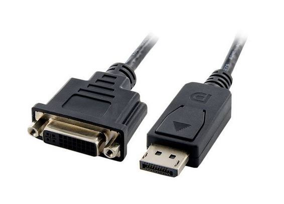 Adapter DisplayPort [M] > DVI-I [F] (24+5), kabel, czarny