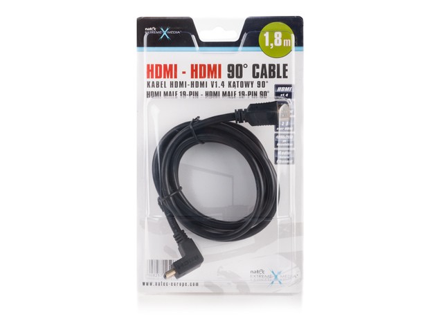 Kabel HDMI-HDMI V1.4 LAN 1,8M Kątowy (BLISTER) EXTREME MEDIA