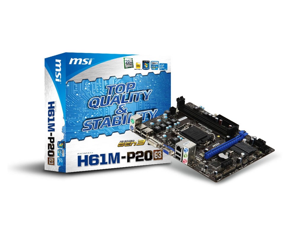 H61M-P20 s1155 H61 2DDR3 USB2/LAN/DVI mATX BULK