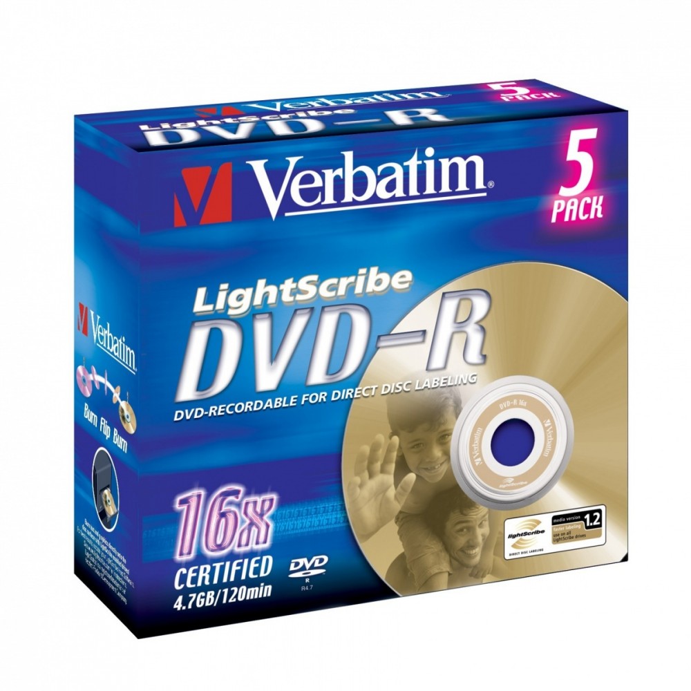 DVD-R 16x 4.7GB 5P LIGHTSCRIBE JC     43621